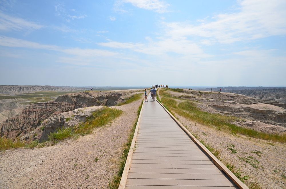 People on Big Badlands Overlook's boardwalk