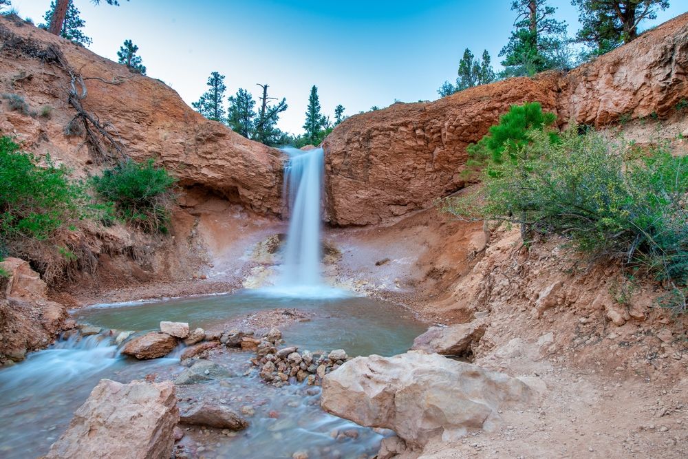 A waterfall at Mossy Cave Trail