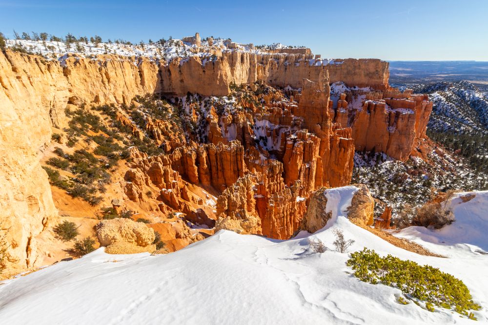 Snow-covered trails of Paria View