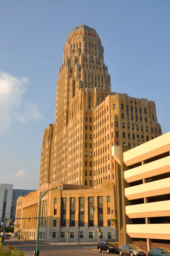 Side view of the Historic Buffalo City Hall's exterior