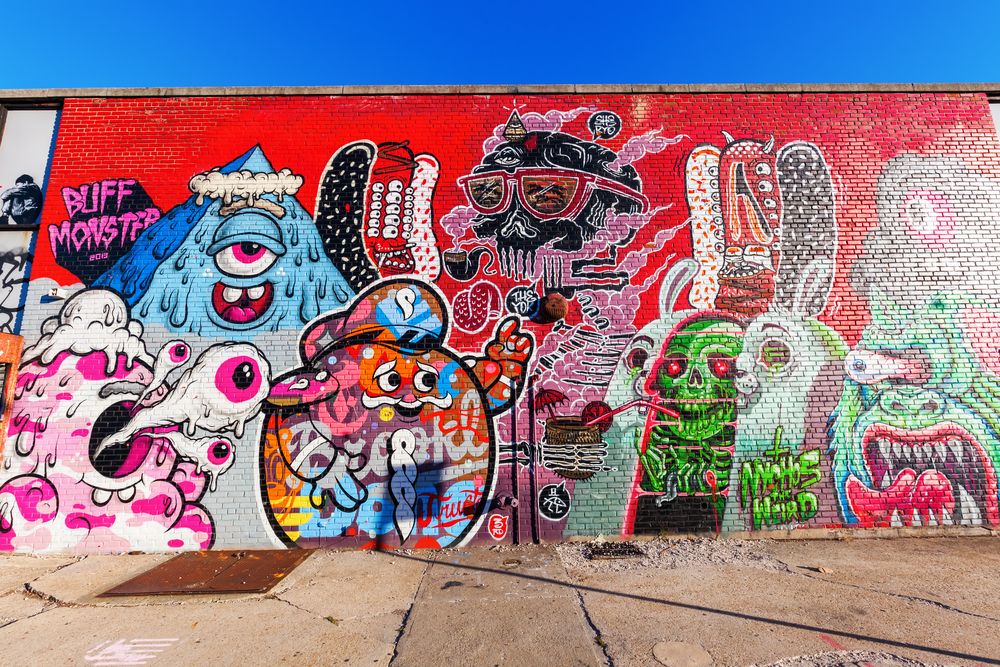 Colorful mural at Bushwick Collective