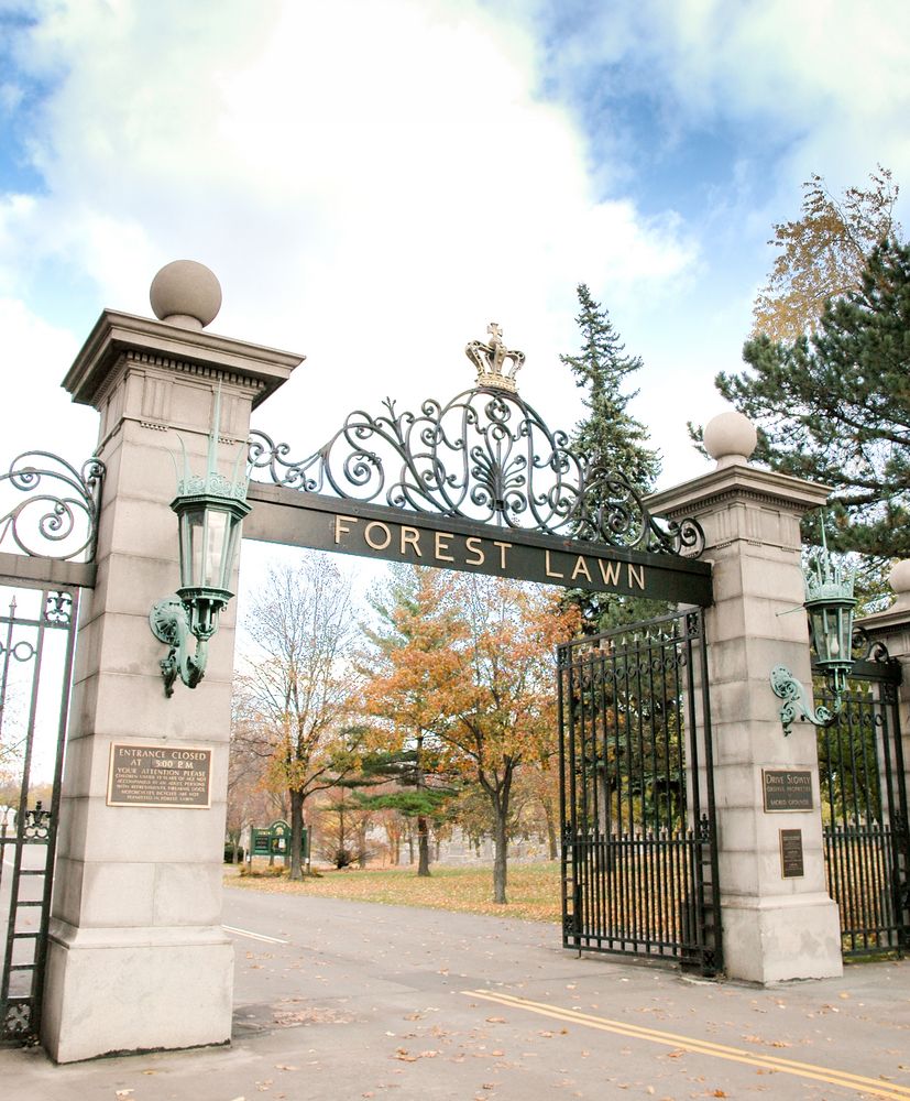 Entrance gate of Forest Lawn Cemetery