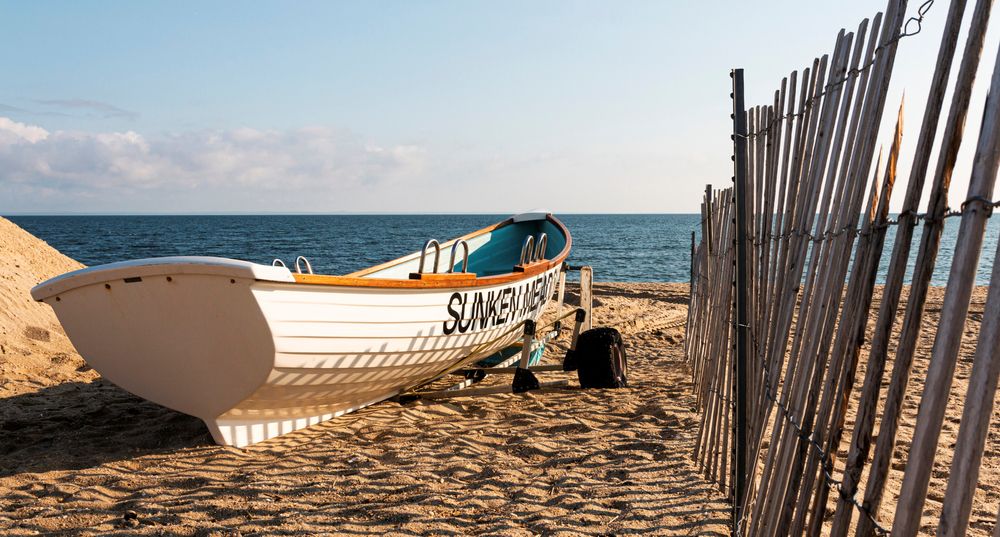 A wooden boat at Sunken Meadow State Park