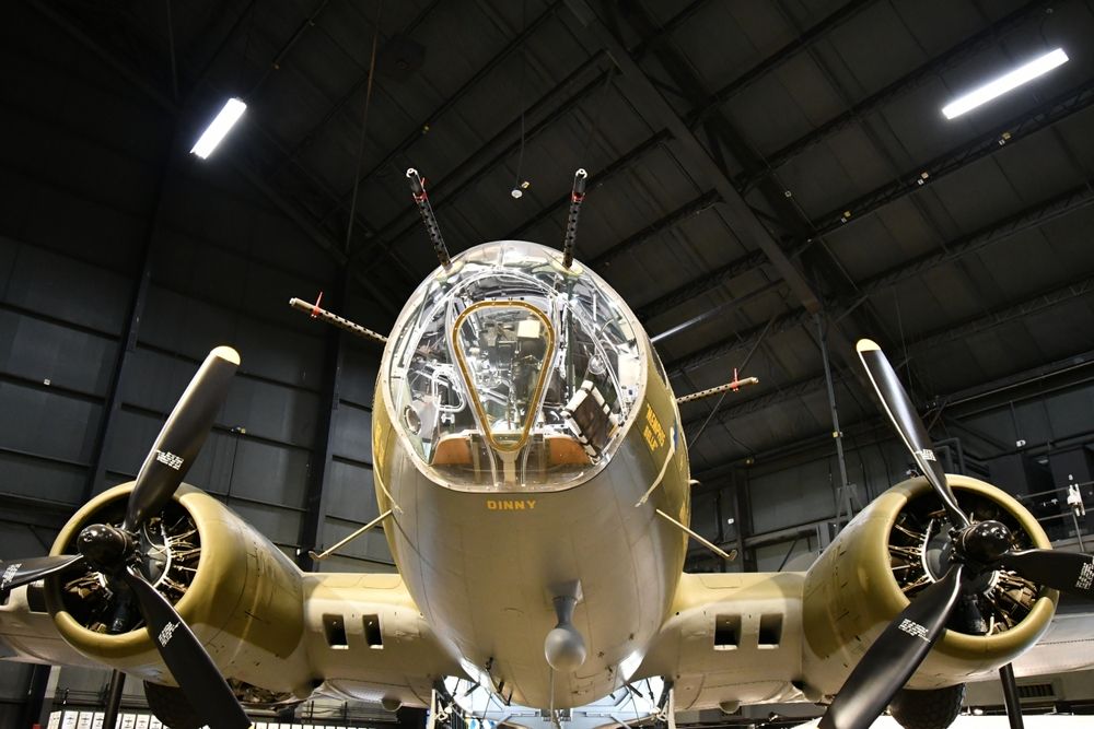 Front view of an aircraft in the National Museum of the US Air Force