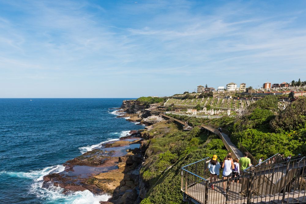 People walking along Coogee Coastal Walk