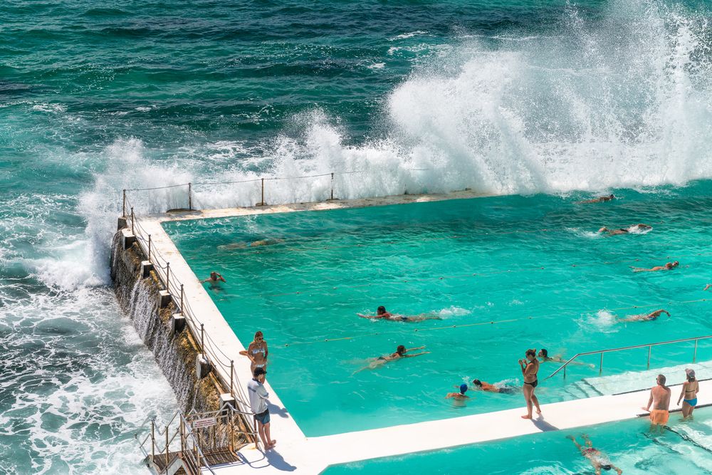 People swimming on Icebergs Outdoor Pool