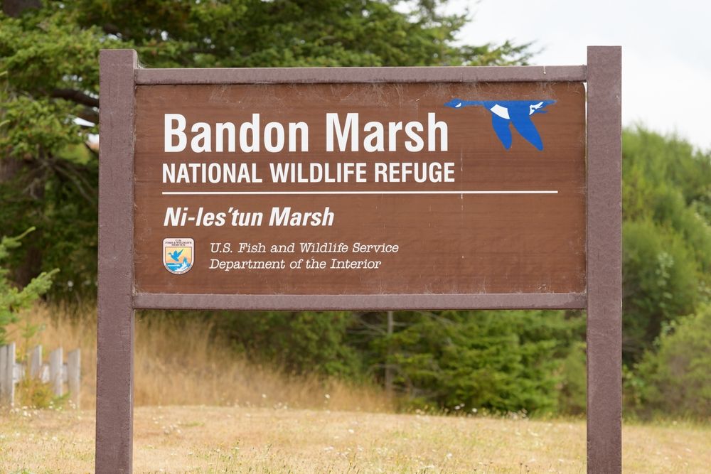 Welcome sign of Bandon Marsh National Wildlife Refuge