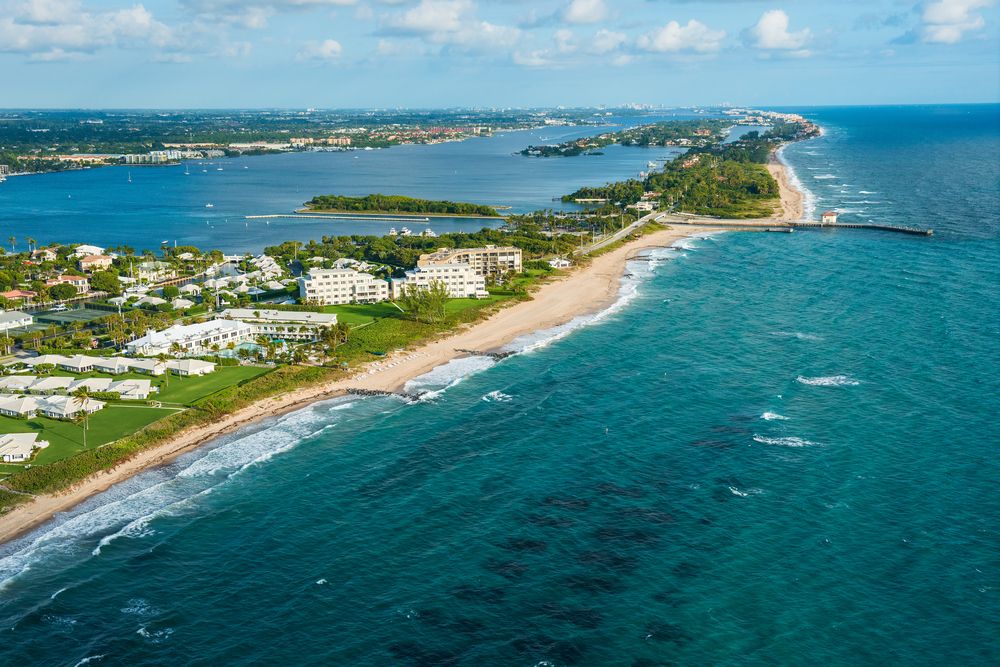 Aerial view of the waters of the Atlantic.