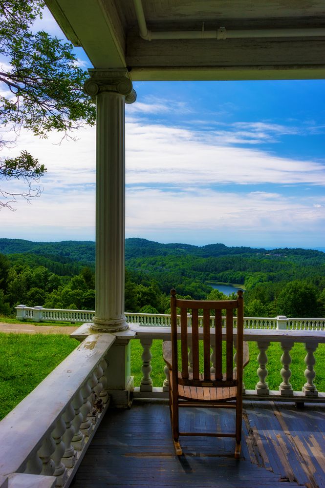 Scenic nature view from Moses H. Cone Memorial Park homestead's porch