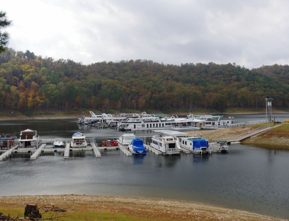 Boats and yachts docked at Broken Bow's marina