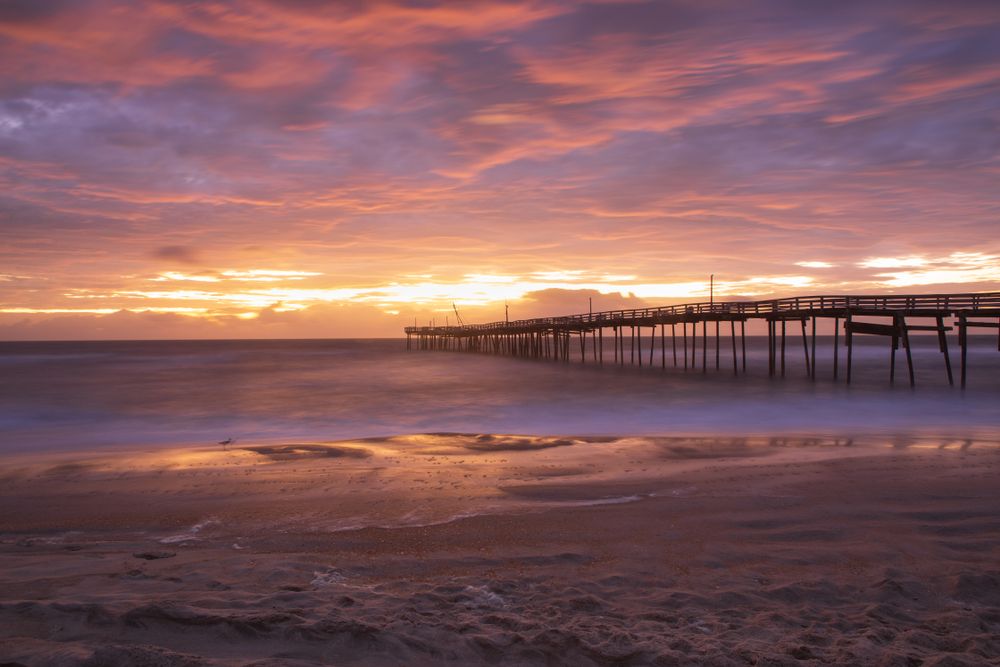 Scenic sunrise over Avon Fishing Pier