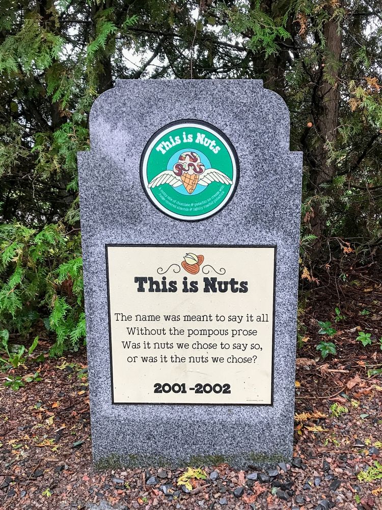 This is Nuts tombstone at the Flavor Graveyard