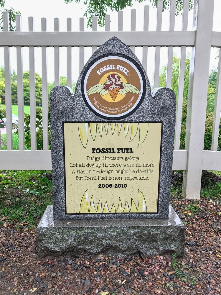 Fossil Fuel tombstone at the Flavor Graveyard