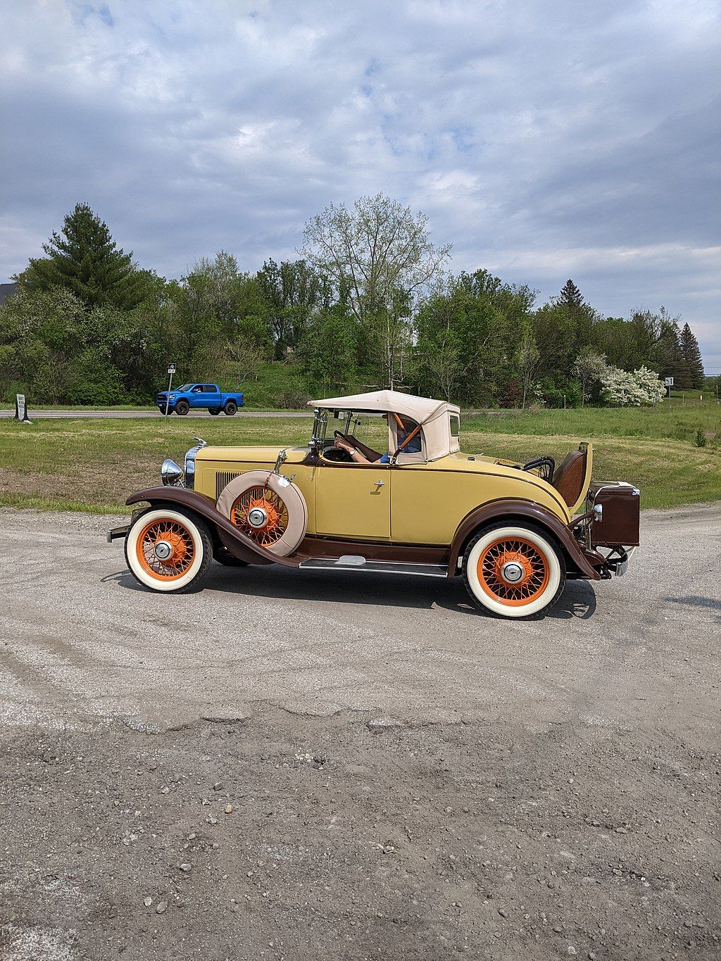 An antique vehicle on the grounds of Vermont Granite Museum