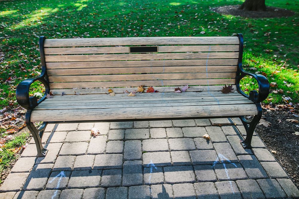 A wooden bench at Dickinson College