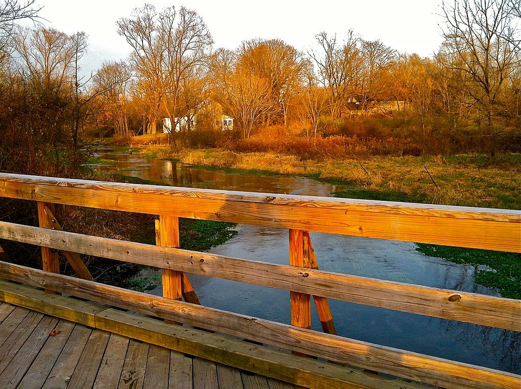 Wooden footbridge at LeTort Spring Run Nature Trail