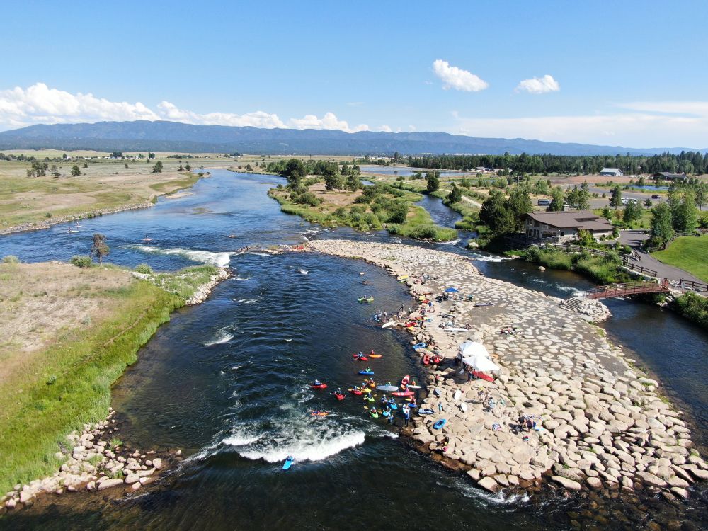 People getting ready for whitewater rafting at Kelly's Whitewater Park