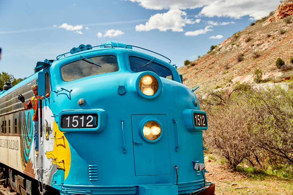 Front view of Verde Canyon Railroad's train