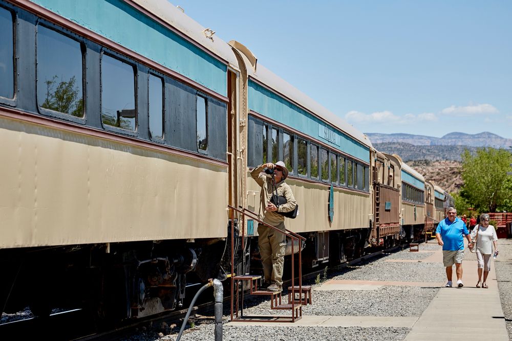 People boarding the Verde Canyon Railroad train