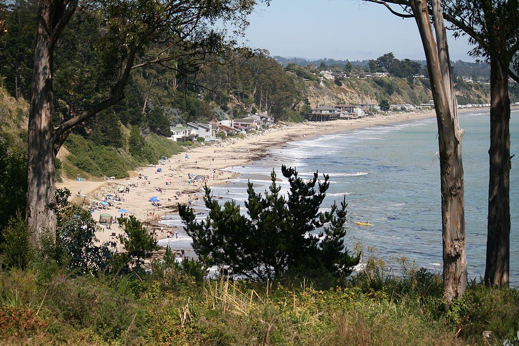 View of New Brighton State Beach from a hill