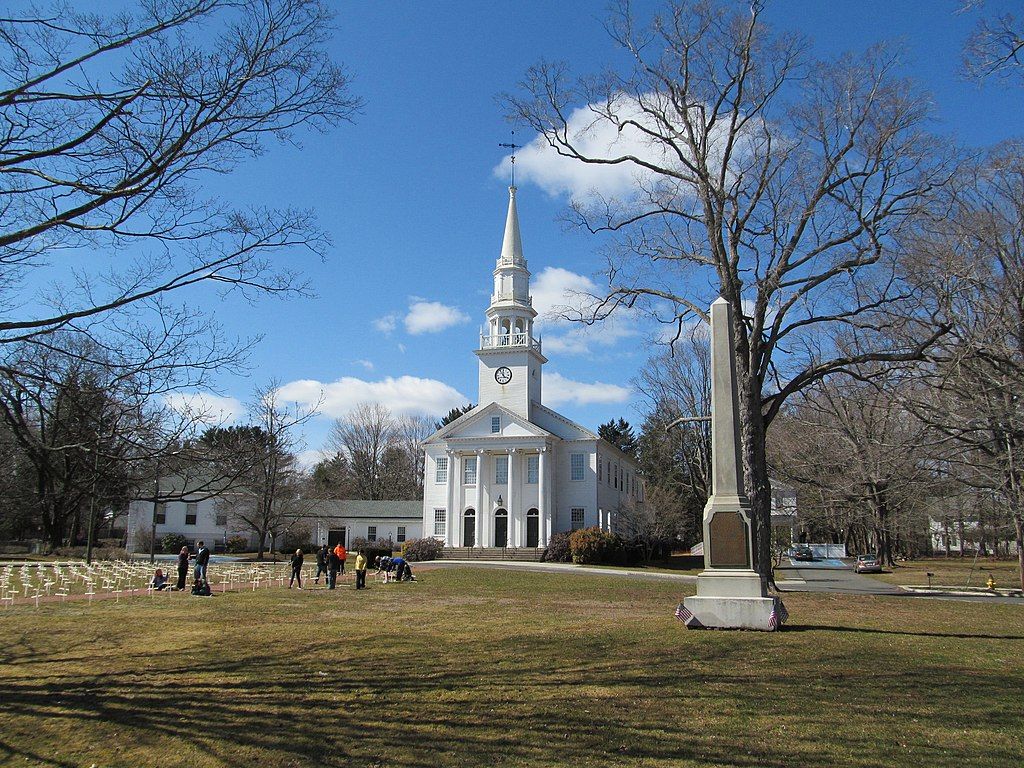 Exterior of First Congregational Church at Cheshire Historic District