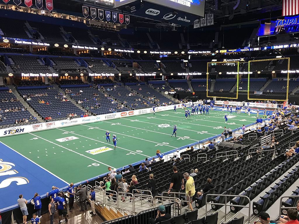 Football setup in Amalie Arena