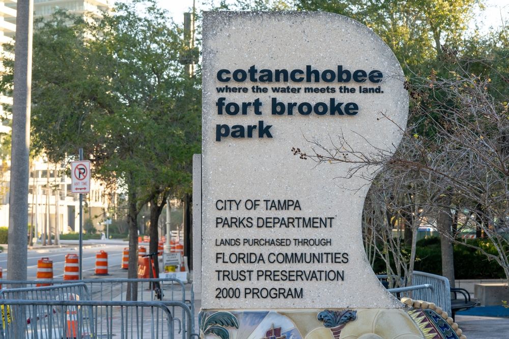 Welcome sign of Cotanchobee Fort Brooke Park