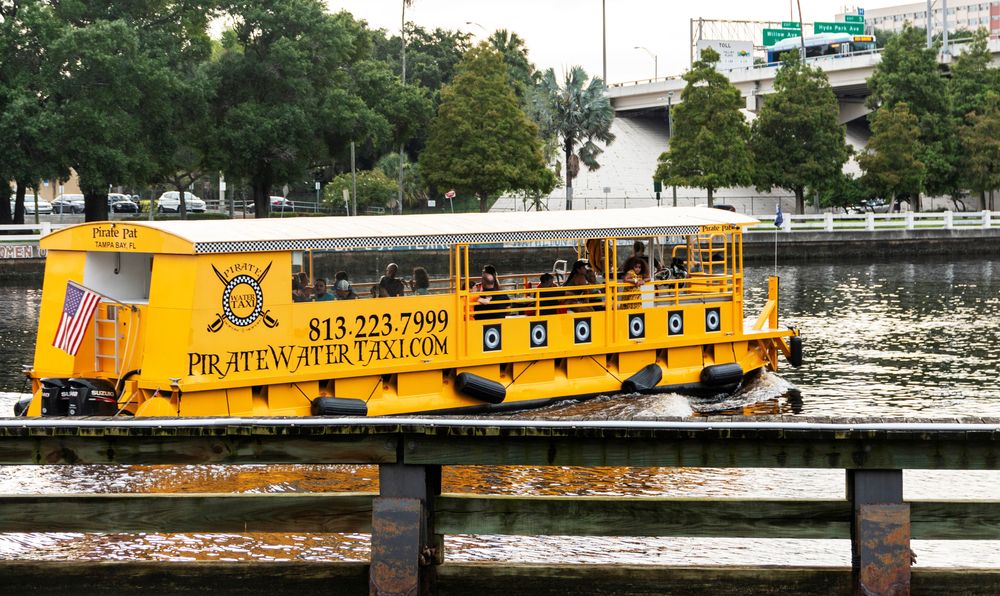 People aboard a Pirate Water Taxi