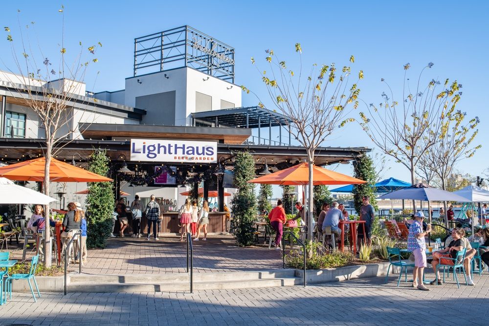 A beer garden at Sparkman Wharf