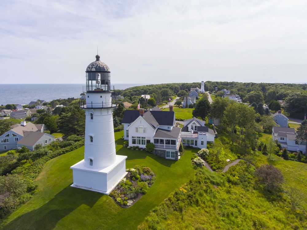Aerial view of the Cape Elizabeth Lighthouse