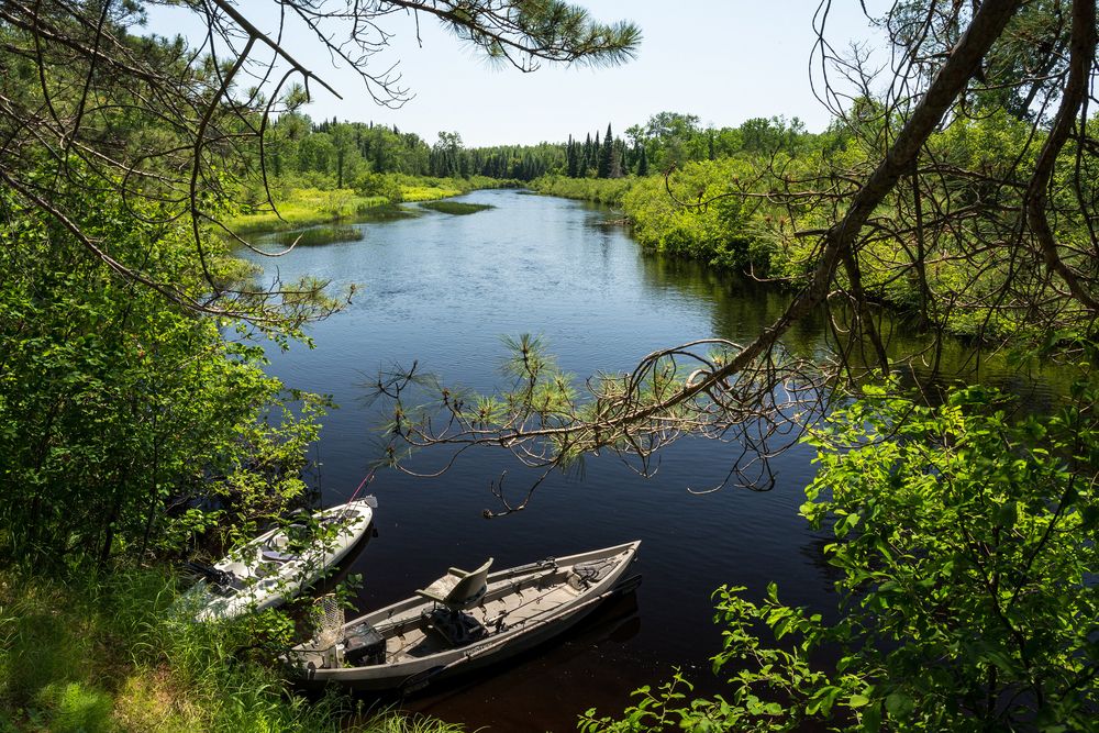 Kayaks docked at Chippewa River