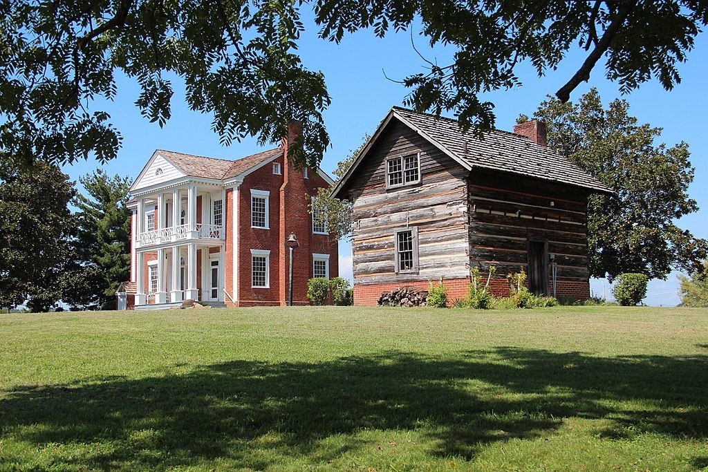 View of Chief Vann Historic Site house and its detached kitchen