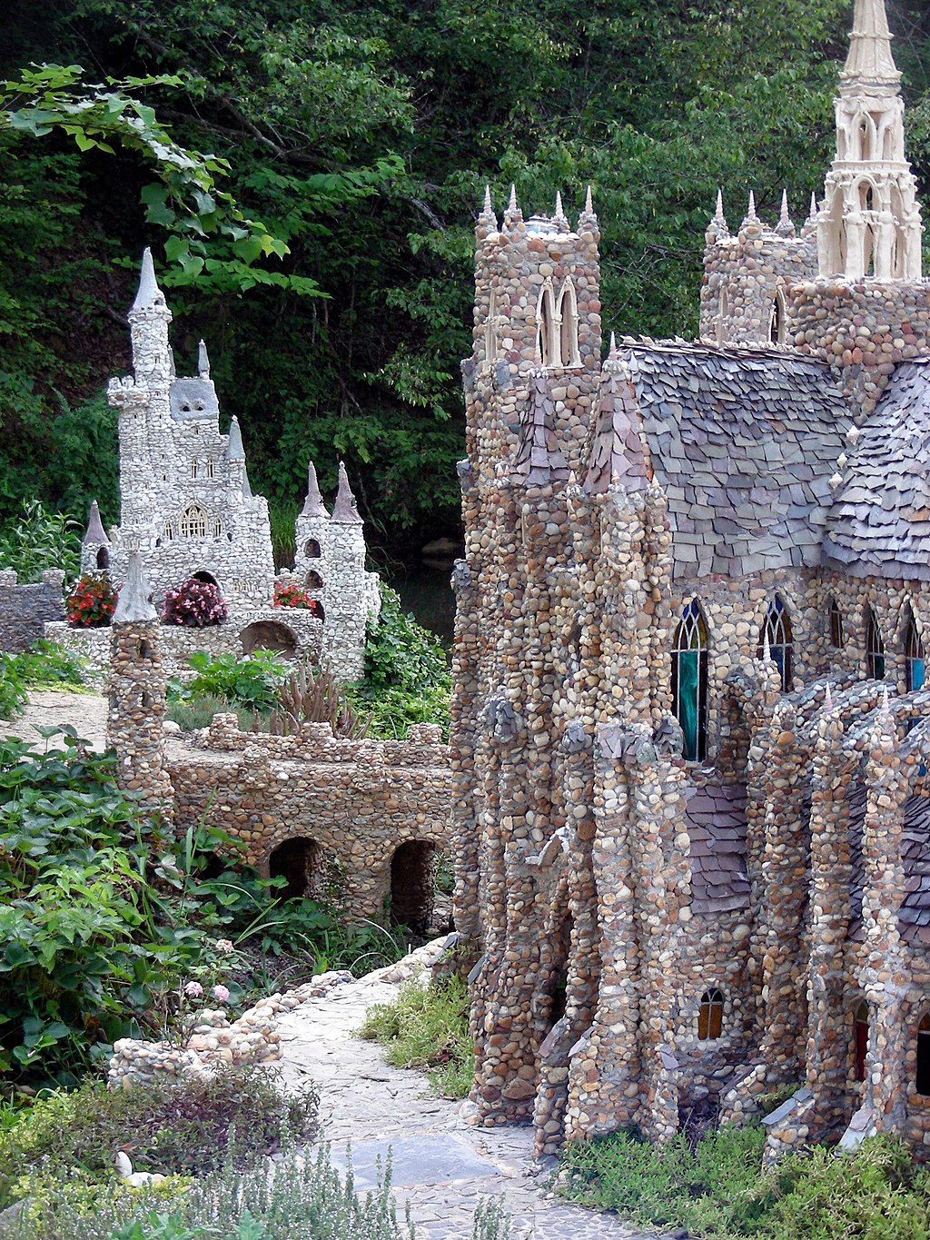 Castle and cathedral made out of rocks at The Rock Garden