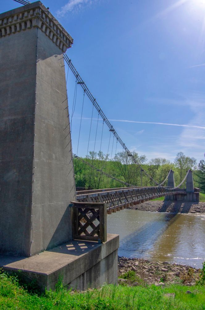 Daytime view of General Dean Suspension Bridge