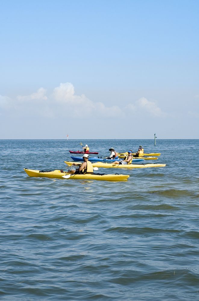 People kayaking on the waters of Cedar Key