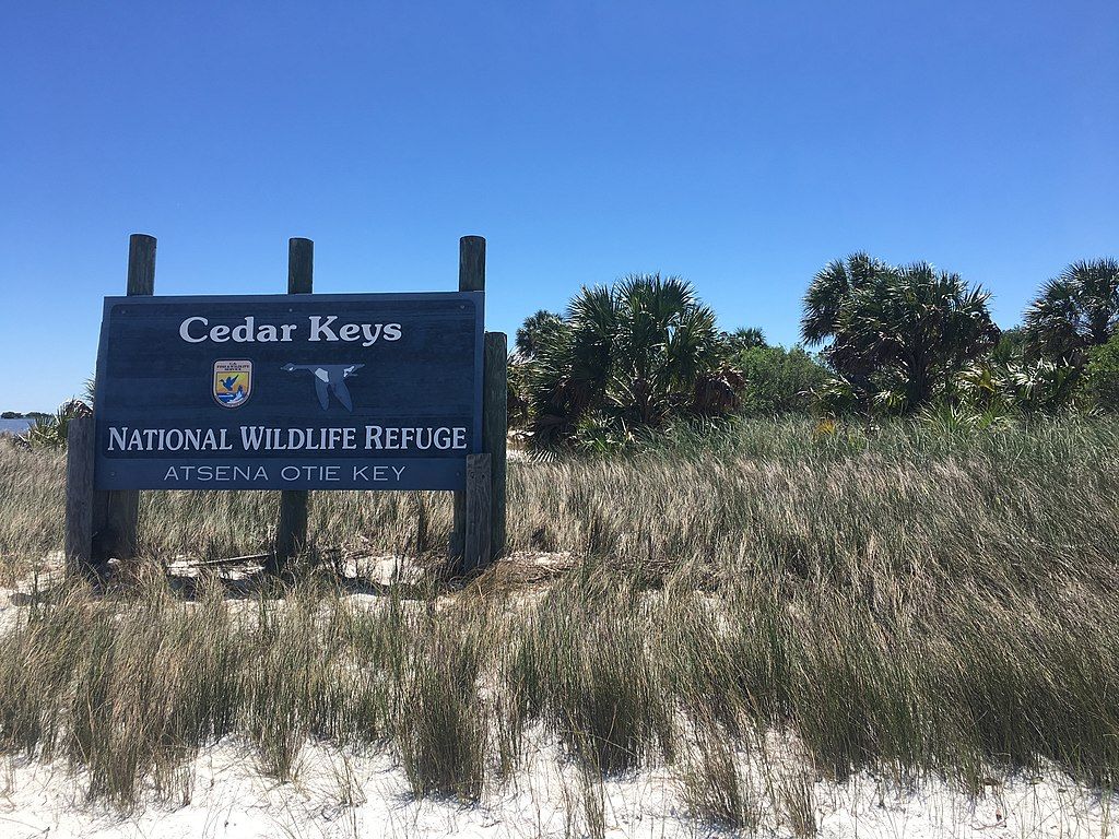 Welcome sign of Cedar Keys National Wildlife Refuge