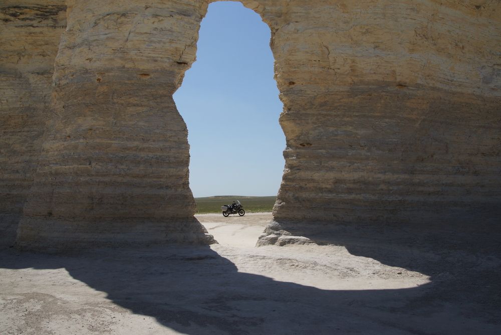 A window through Monument Rocks