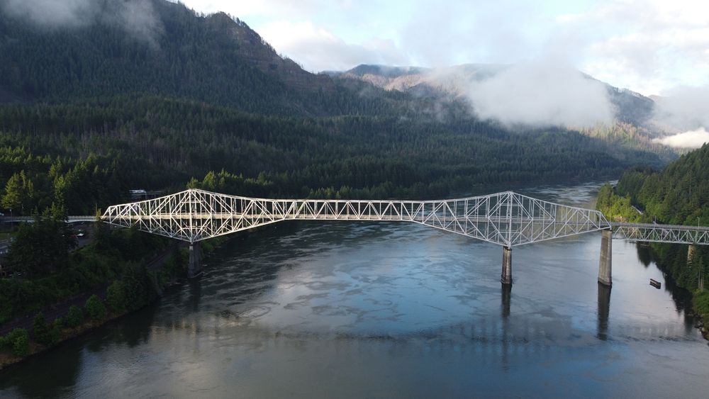 Aerial view of Bridge of the Gods