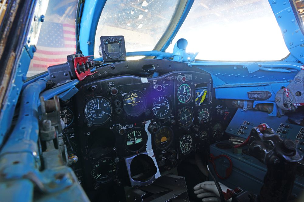 Aircraft cockpit in Naval Air Station Wildwood Aviation Museum