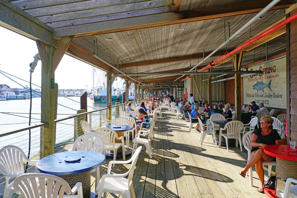 Outdoor dining setup at The Lobster House