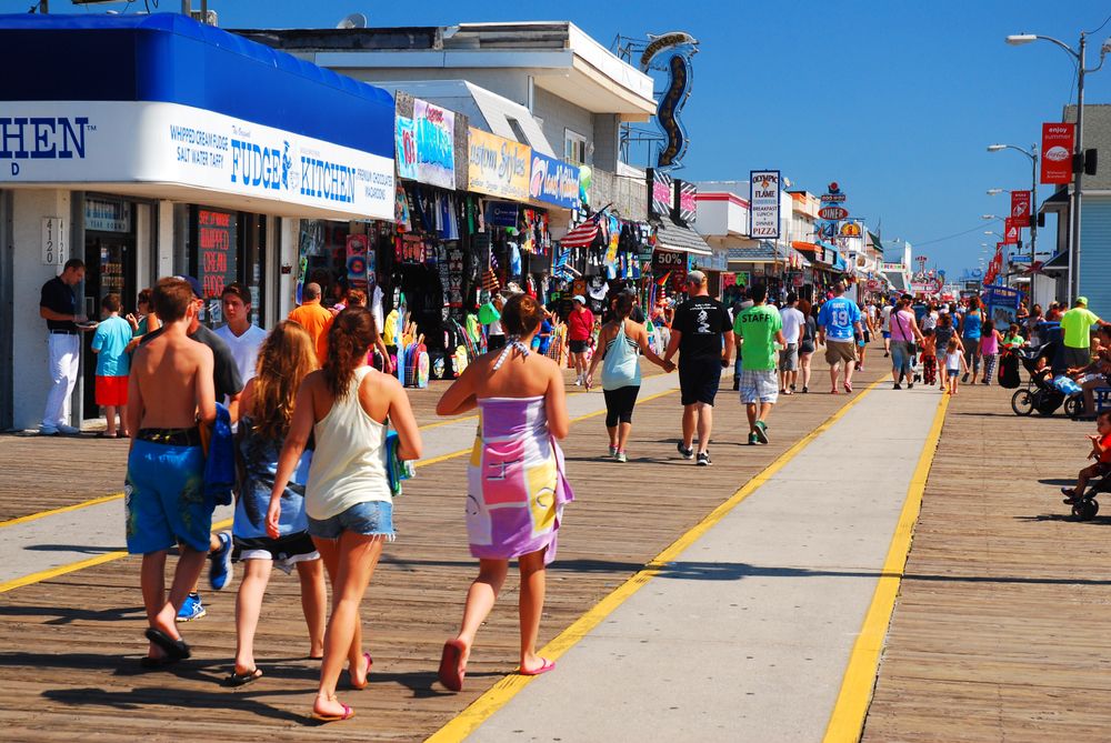 People touring around Wildwood Boardwalk