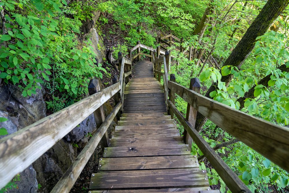 Wooden steps trail at Ha Ha Tonka State Park