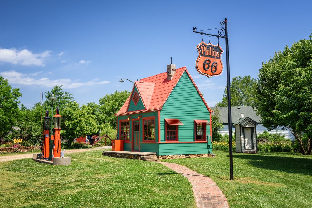 Restored vintage Phillips 66 Gas Station at Red Oak II