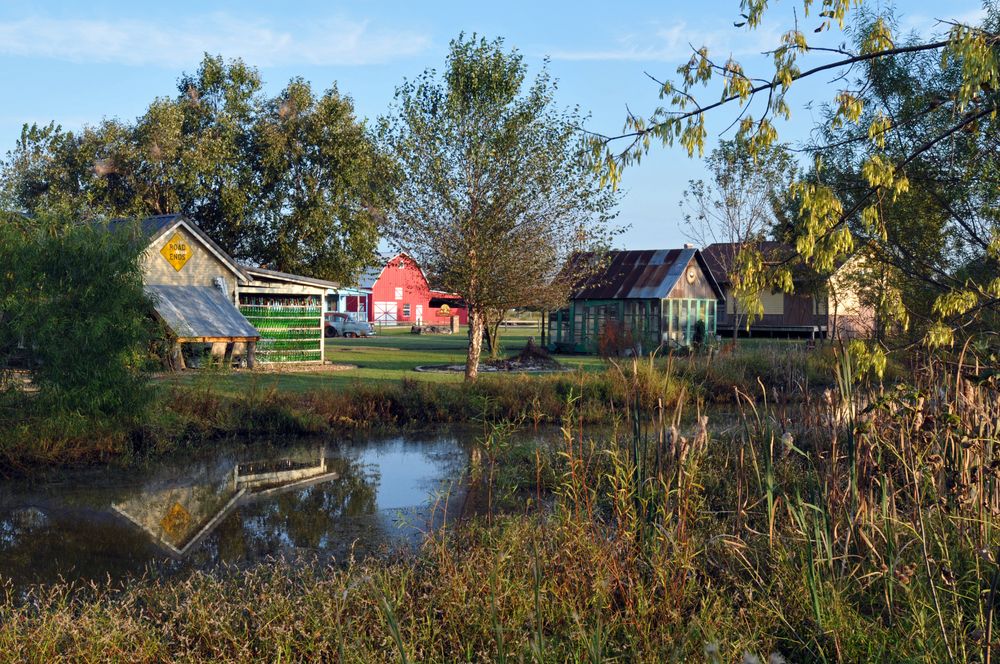 View of Red Oak II buildings across a pond