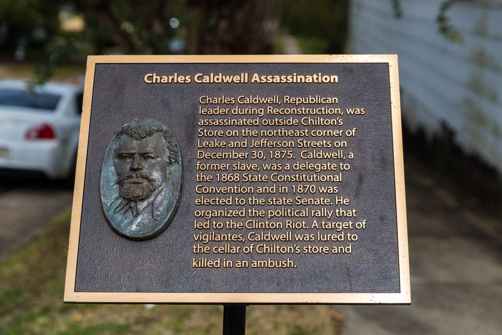 Charles Caldwell Assassination historical marker at Clinton