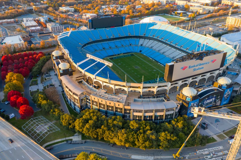 Aerial view of the Bank of America Stadium