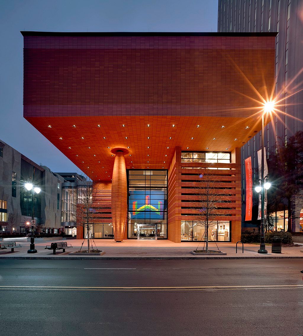 View of the Bechtler Museum of Modern Art at night