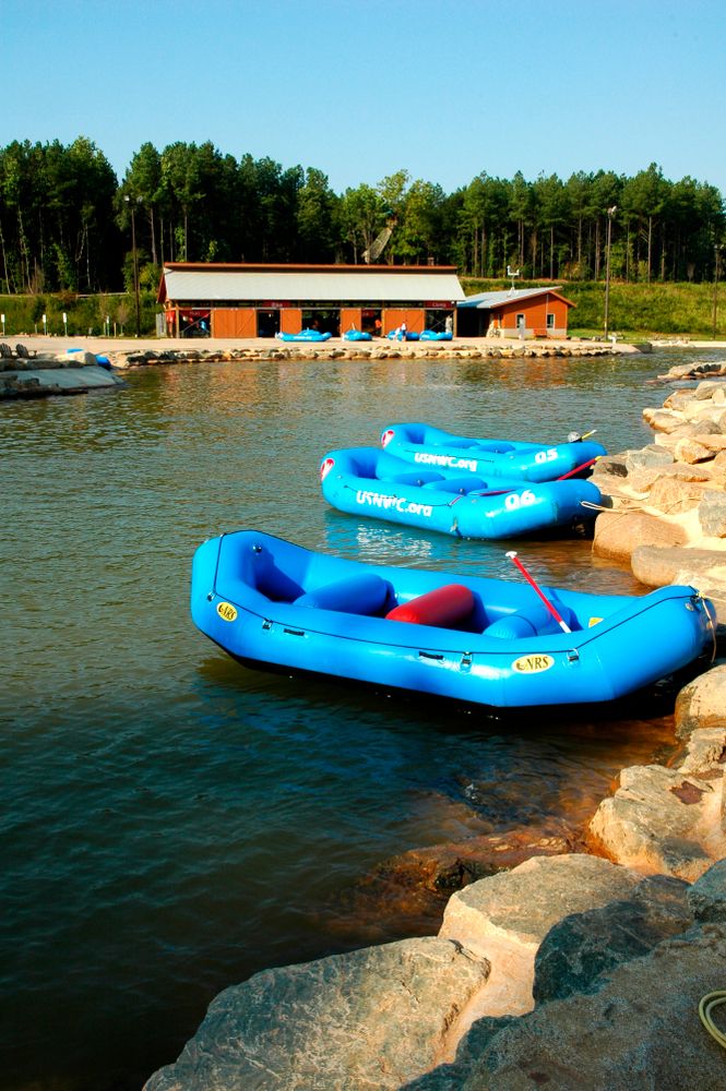 Rafting boats at the US National Whitewater Center