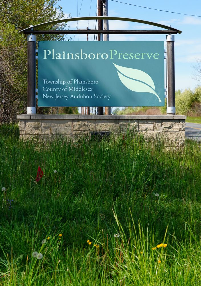 Welcome sign of Plainsboro Preserve