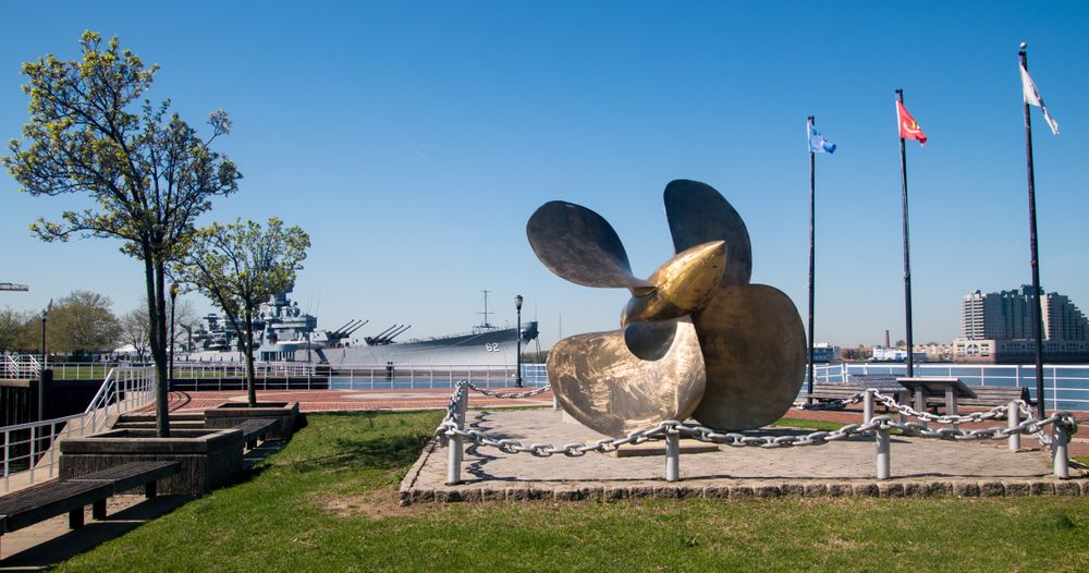 Sculpture on the grounds of Wiggins Waterfront Park